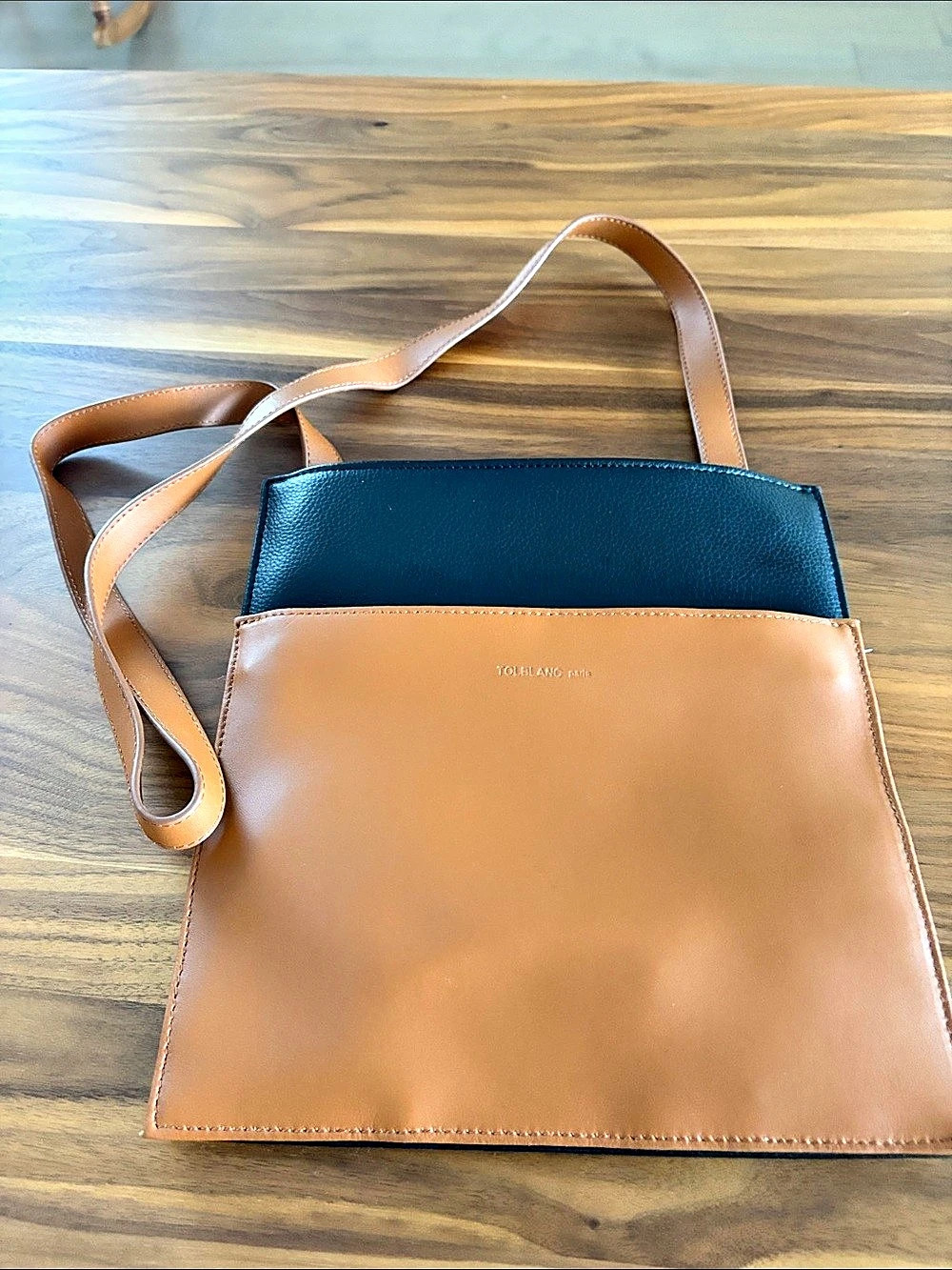 Tolblanc Paris Striped Shoulder Bag in Brown & Black